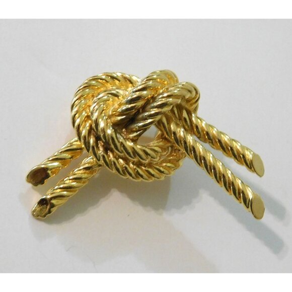 Joan Rivers Knot Rope Brooch Signed Gold Tone Elegant Pin 1.75" Wide - Picture 1 of 7